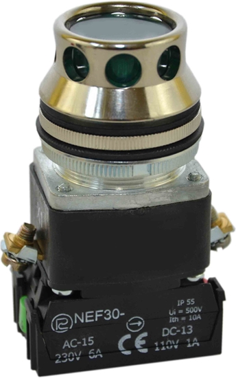 Picture of Promet Przycisk sterowniczy 30mm zielony z samopowrotem z podwietleniem 2Z 24V (W0-NEF30-KL 2X Z)