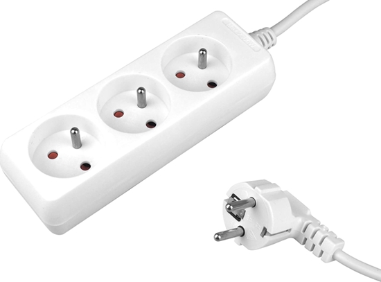 Picture of Przewód Plastrol Przeduacz 3-gniazda z/u 10A 5m /OMY 3x1/ biay PS-370 - W-97476