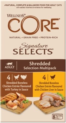Изображение Purina Core Signature Selects Shredded Multipack set of cans for adult cats, 4x2 smaki, 8x79g/635g