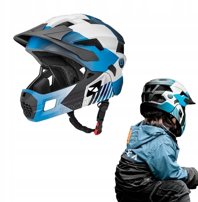 Attēls no RockBros Kask rowerowy TS-61 10110061002 dziecicy z odpinan szczk rozmiar M (54-57) - niebieski
