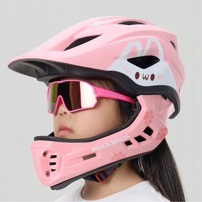 Attēls no RockBros Kask rowerowy TT-32001 Rabbit dziecicy z odpinan szczk róowy rozmiar S (48-52)