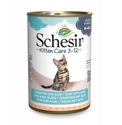 Attēls no Schesir Kitten Care 3-12, mokra karma, dla kocit, tuczyk z aloesem, 140 g, puszka