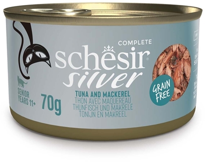 Attēls no Schesir Silver, mokra karma dla kota, tuczyk z makrel, 70 g puszka