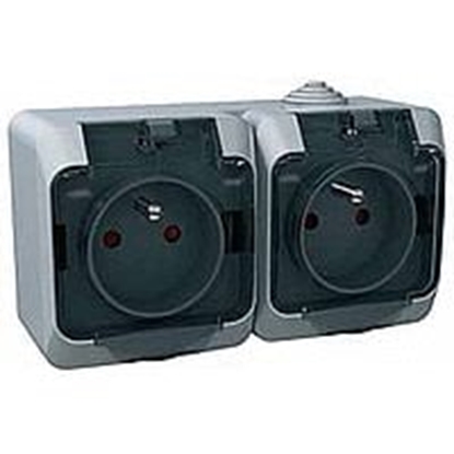 Attēls no Schneider Electric Gniazdo hermetyczne Cedar Plus podwójne z/u 16A IP44 szare (WDE000624)