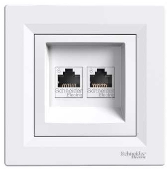 Изображение Schneider Electric Gniazdo komputerowe podwójne 2xRJ45 kat.6 biae - EPH4800121