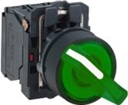 Picture of Schneider Electric Przecznik 2 pooeniowy pokrto 22mm zielony 1Z 1R bez samopowrotu z podwietleniem (XB5AK123B5)