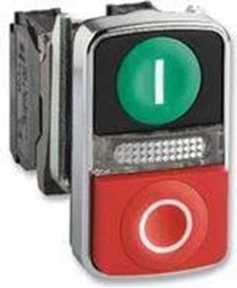 Picture of Schneider Electric Przycisk sterowniczy 22mm podwójny czerwono/zielony 1Z 1R z samopowrotu z podwietleniem 24V AC/DC (XB4BW73731B5)
