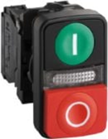 Picture of Schneider Electric Przycisk sterowniczy podwójny 22mm czerwony/zielony 1Z 1R z samopowrotem z podwietleniem (XB5AW73731M5)