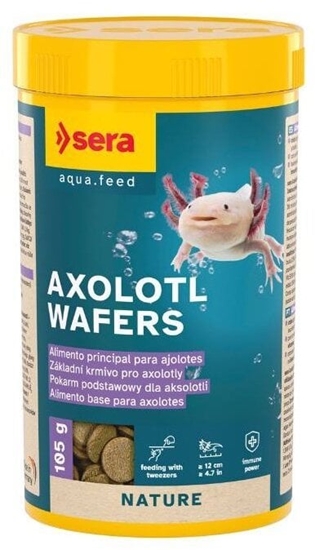 Изображение Sera Axolotl Wafers, pokarm, dla aksolotli, chipsy, podstawowy pokarm, 250 ml (105 g), dla aksolotli powyej 12 cm