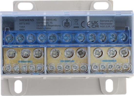 Изображение Siemens Blok rozdzielczy 125A 3P 690V 1x25-35mm2 4x16mm2 7x10mm2 DIN 5ST2502