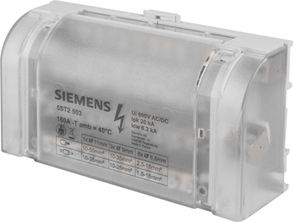 Picture of Siemens Blok rozdzielczy 160A 4P 500V 1x10-35mm2 3x6-25mm 8x2,5-16mm2 5ST2503
