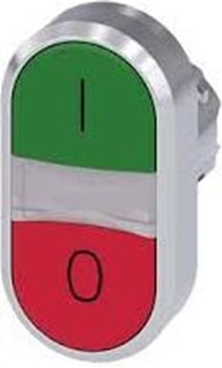 Picture of Siemens Napd przycisku podwójnego 22mm zielony /I/ i czerwony /O/ z podwietleniem (3SU1051-3AB42-0AK0)