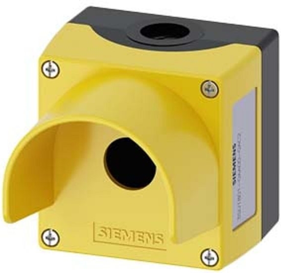 Picture of Siemens Obudowa kasety 1-otworowa 22mm czarno-óta z konierzem M20 IP69k Sirius ACT (3SU1801-0AA00-0AC2)