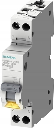 Attēls no Siemens Przeciwpoarowy detektor iskrzenia AFDD-MCB-Combination 230V, 6kA, 1+N, B, 16A Compact (1MW) 5SV6016-6KK16