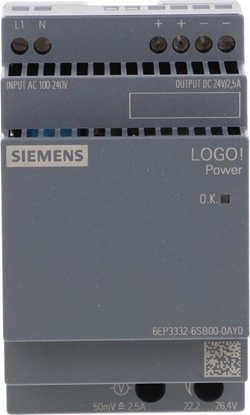 Изображение Siemens Zasilacz LOGO!POWER 24V 2,5A 6EP3332-6SB00-0AY0