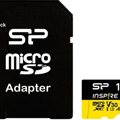 Picture of Silicon Power Memory card with adapter | Inspire | 128 GB | microSDXC | Flash memory class C10, UHS-I U3, V30, A2