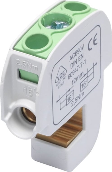 Picture of Simet Zacisk izolowany szynowy SBB 16 (86105) SIMBLOCK zielony 81550005