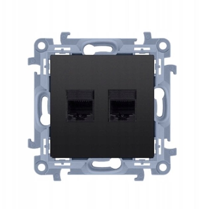 Изображение Simon 10 Gniazdo telefoniczne podwójne RJ11 (modu) czarny mat CT2.01/49