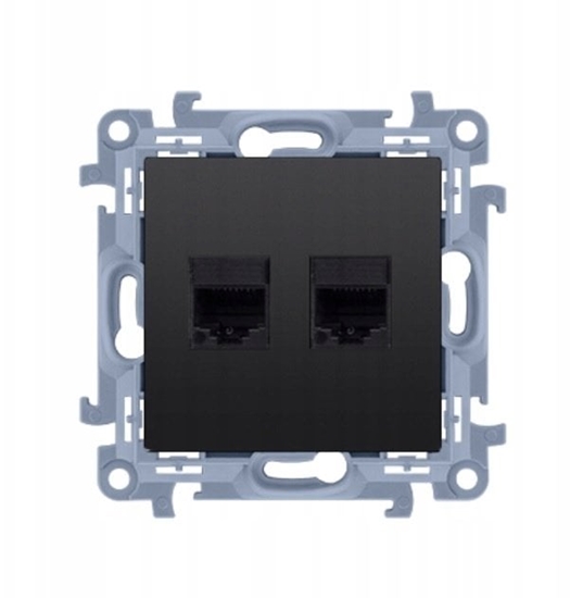 Изображение Simon 10 Gniazdo telefoniczne podwójne RJ11 (modu) czarny mat CT2.01/49