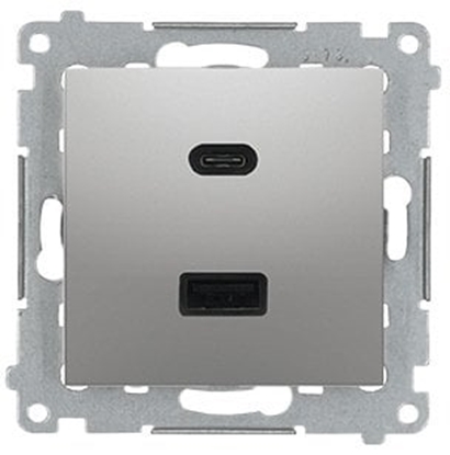 Изображение Simon 54 adowarka USB C+A (modu), 30 W, 230V srebrny mat DEC2CAQ.01/43