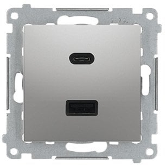 Изображение Simon 54 adowarka USB C+A (modu), 30 W, 230V srebrny mat DEC2CAQ.01/43