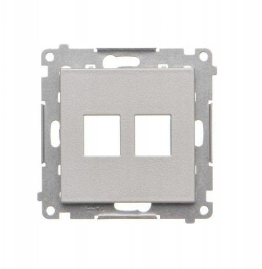 Изображение Simon 55 Pokrywa gniazd teleinformatycznych na Keystone paska podwójna (modu) Aluminium mat TKP2.01/143