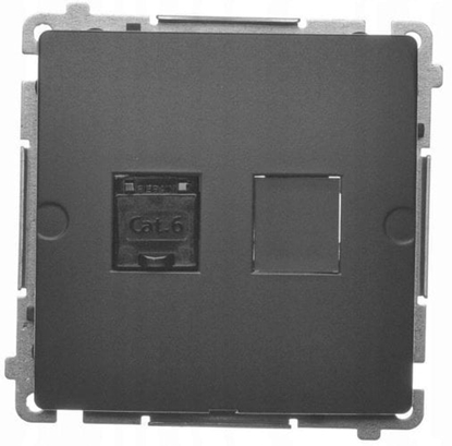 Изображение Simon Basic Gniazdo komputerowe RJ45, kat. 6, pojedyncze z przeson przeciwkurzow (modu) czarny BM61.01/49