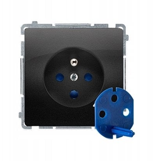 Изображение Simon Basic Gniazdo wtyczkowe DATA z uziemieniem i kluczem uprawniajcym (modu) 16A, 250V, zaciski rubowe czarny BMGD1.01/49