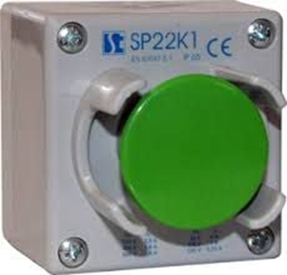 Изображение Spamel Kaseta sterownicza 1-otworowa przycisk grzybkowy z oson zielony 1Z (SP22K126-1)