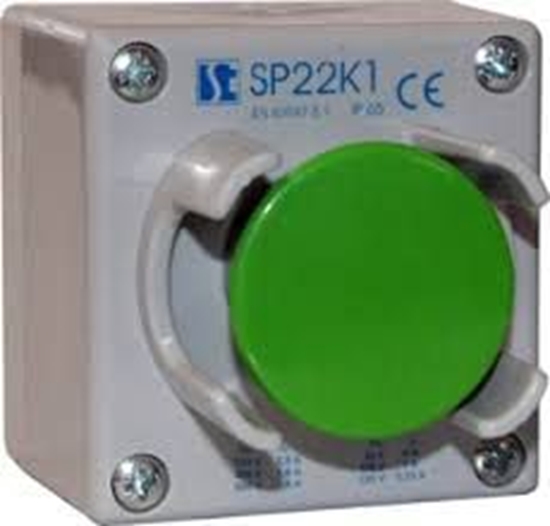 Изображение Spamel Kaseta sterownicza 1-otworowa przycisk grzybkowy z oson zielony 1Z (SP22K126-1)