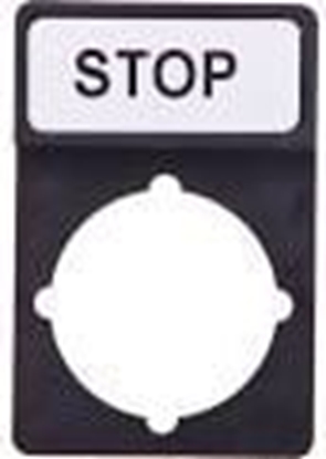 Picture of Spamel Tabliczka opisowa STOP 44x30mm czarna prostoktna (ST22-1901P03)