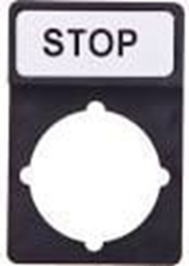 Picture of Spamel Tabliczka opisowa STOP 44x30mm czarna prostoktna (ST22-1901P03)