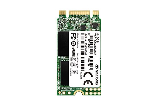 Picture of SSD|TRANSCEND|430S|512GB|M.2|SATA 3.0|TLC|Write speed 500 MBytes/sec|Read speed 560 MBytes/sec|MTBF 1000000 hours|TS512GMTS430S
