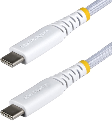 Picture of StarTech STARTECH.COM 15cm USB-C kabel do adowania 60W 3A PD pleciona osona nylonowo-TPE wytrzymay USBC laptop-telefon kabel do adowania biay