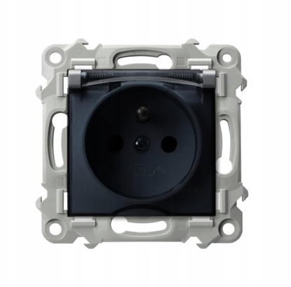 Picture of SZAFIR Gniazdo bryzgoszczelne z uziemieniem IP-44 wieczko przezroczyste szary mat GPH-1ZZ/m/70/d