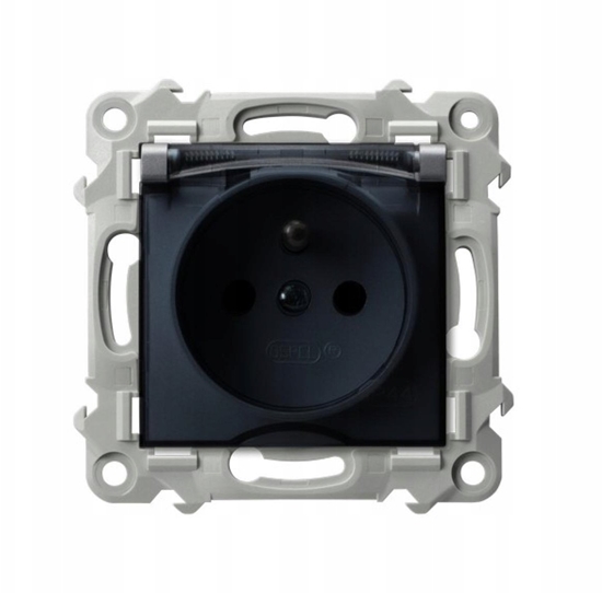 Picture of SZAFIR Gniazdo bryzgoszczelne z uziemieniem IP-44 wieczko przezroczyste szary mat GPH-1ZZ/m/70/d