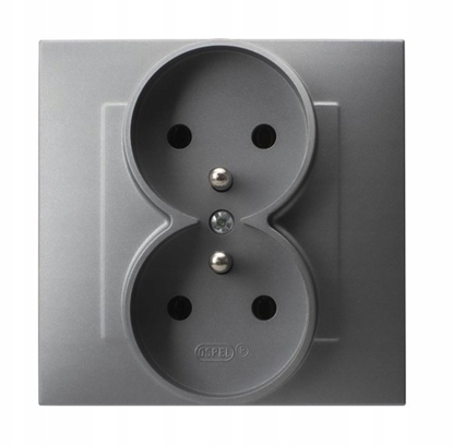 Picture of SZAFIR Gniazdo podwójne z uziemieniem kompletne z ramk szary mat GP-2ZZ/70