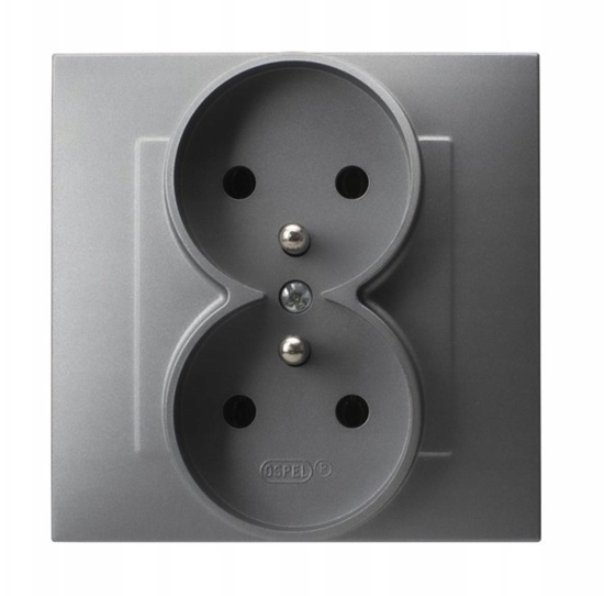 Picture of SZAFIR Gniazdo podwójne z uziemieniem kompletne z ramk szary mat GP-2ZZ/70