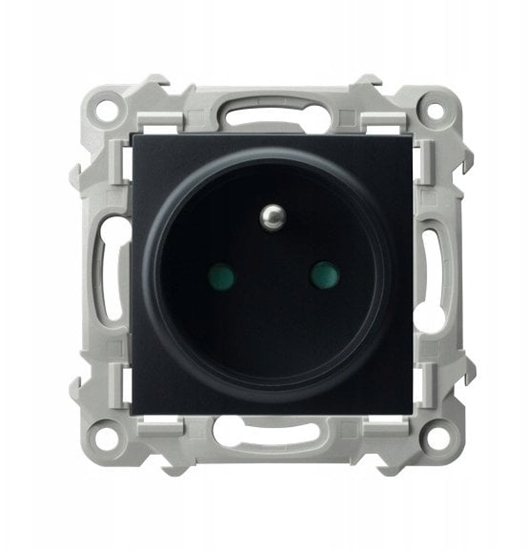 Picture of SZAFIR Gniazdo pojedyncze z uziemieniem z przesonami torów prdowych czarny metalik GP-1ZZP/m/33