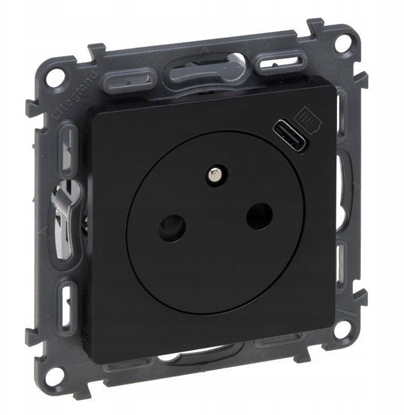 Attēls no VALENA LIFE gniazdo 2p+z z gniazdem USB typ c czarne 756336