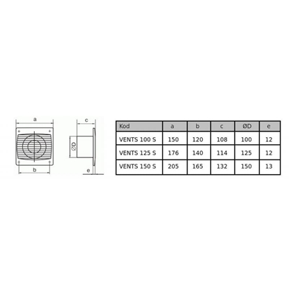 Picture of Vents Wentylator osiowy fi 100 230V 5,6W 78m3/h 26dB cichy oyska kulowe wycznik czasowy (100SILENTA-STL)