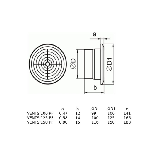 Picture of Vents Wentylator osiowy fi 125 230V 16W 185m3/h 35dB sufitowy okrgy (125PF)