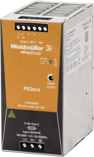 Picture of Weidmuller Zasilacz impulsowy 100-240V AC/ 24V DC 10A 240W PRO ECO 240W 24V 10A