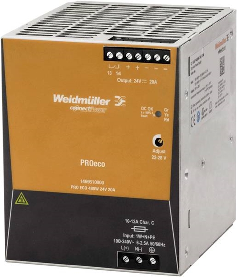 Picture of Weidmuller Zasilacz impulsowy 100-240V AC/24V DC 20A 480W PRO ECO 480W 24V 20A