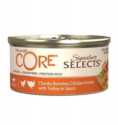Picture of Whiskas Core Signature Selects Chunky Chicken karma mokra, dla dorosych kotów, misne kawaki z kurczakiem i indykiem, 79g, puszka