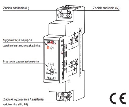 Изображение Zamel Automat schodowy 16A 48mA 1NO 230V AC ASM-01