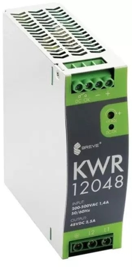 Picture of Zasilacz impulsowy KWR 12048 230-400/ 48VDC 2,5A 120W na szyn DIN, Uzas: 180-550VAVAC, Ta70, 17000-1805