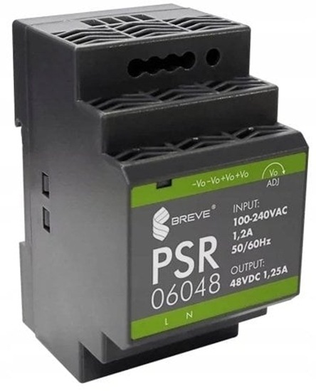 Picture of Zasilacz impulsowy PSR 06048 230/ 48VDC 1,25A 60W na szyn DIN, Uzas: 85-264VACVAC, Ta70, 17000-1564