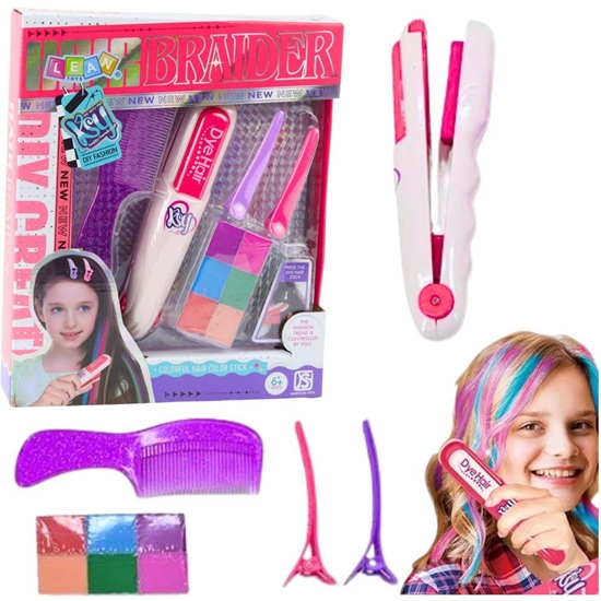 Picture of Zestaw Do Koloryzacji Wosów Prostownica Kolorowe Kredy Spinki Grzebie EDUKAMP