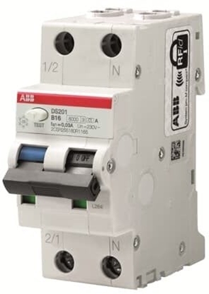 Attēls no ABB Wycznik differential-current switch 2P 10A B 30mA A 6kA DS201 A-B10/0,03 2CSR255180R1105
